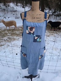Image 3 of Upcycled Linen Apron in Soft Blue Patchwork 