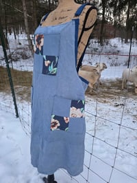 Image 4 of Upcycled Linen Apron in Soft Blue Patchwork 