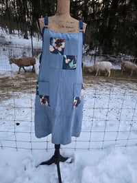 Image 5 of Upcycled Linen Apron in Soft Blue Patchwork 