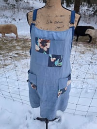Image 6 of Upcycled Linen Apron in Soft Blue Patchwork 