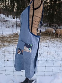 Image 7 of Upcycled Linen Apron in Soft Blue Patchwork 