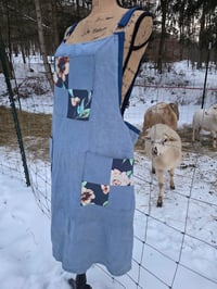 Image 9 of Upcycled Linen Apron in Soft Blue Patchwork 