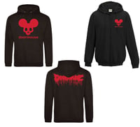DORMOUSE PULL OVER Big Red Skull on Black Hoody with Red Big Drip on back