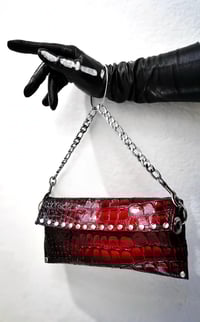 Image 1 of Reptile a GOGO | mini chained vinyl gator purse with O ring handle 