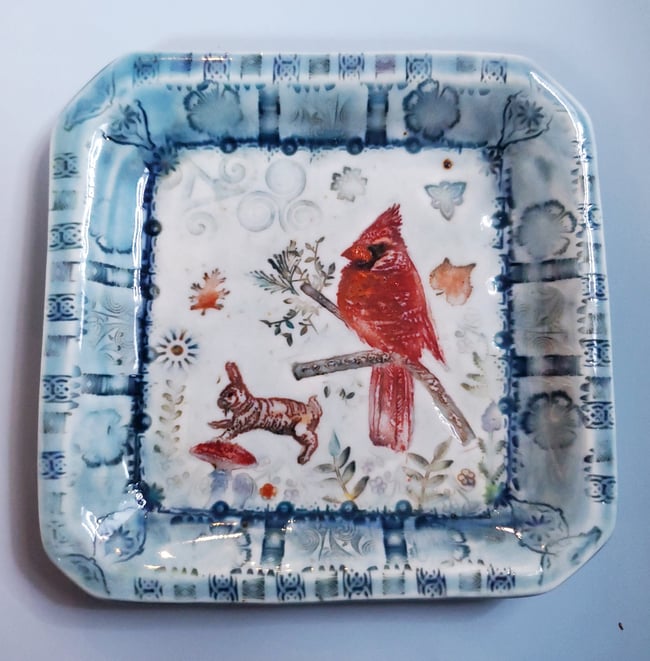 Cardinal and Rabbit Small Dish