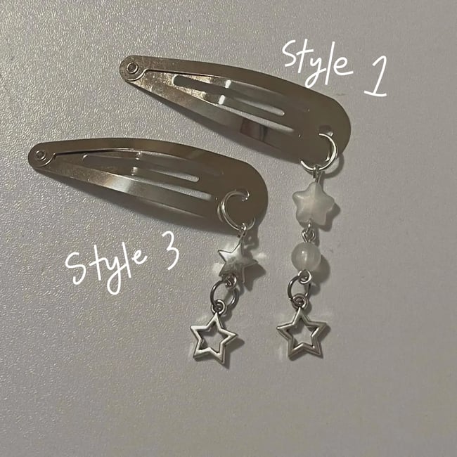 silver star barrette hair clips  