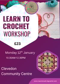 Image 1 of Clevedon learn to crochet January 12th  10.30-12.30
