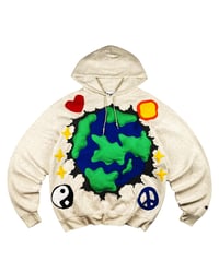 Image 1 of Re-worked One of Kind 3D Puff Earth Hoodie Size L