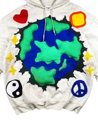 Image 4 of Re-worked One of Kind 3D Puff Earth Hoodie Size L
