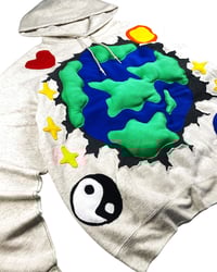 Image 5 of Re-worked One of Kind 3D Puff Earth Hoodie Size L