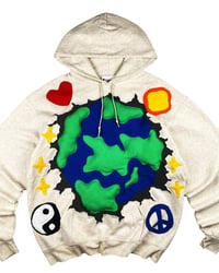Image 6 of Re-worked One of Kind 3D Puff Earth Hoodie Size L