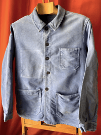 Image 1 of Size Small, Exceptional French Moleskin Workwear Jacket, Le Diable Rouge interior label, Sun Fading.