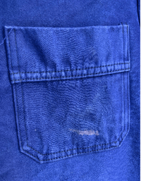 Image 4 of Size Small/Medium, French Moleskin chore coat. Navy Blue Worn Workwear