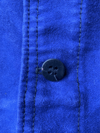 Image 5 of Size Small/Medium, French Moleskin chore coat. Navy Blue Worn Workwear