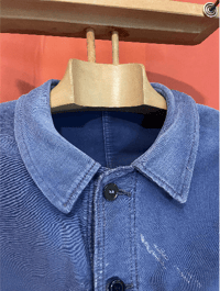 Image 3 of Size L, Exceptional 1940's Adolphe Lafont French Moleskin Workwear Jacket, Worn and Faded. Vintage C