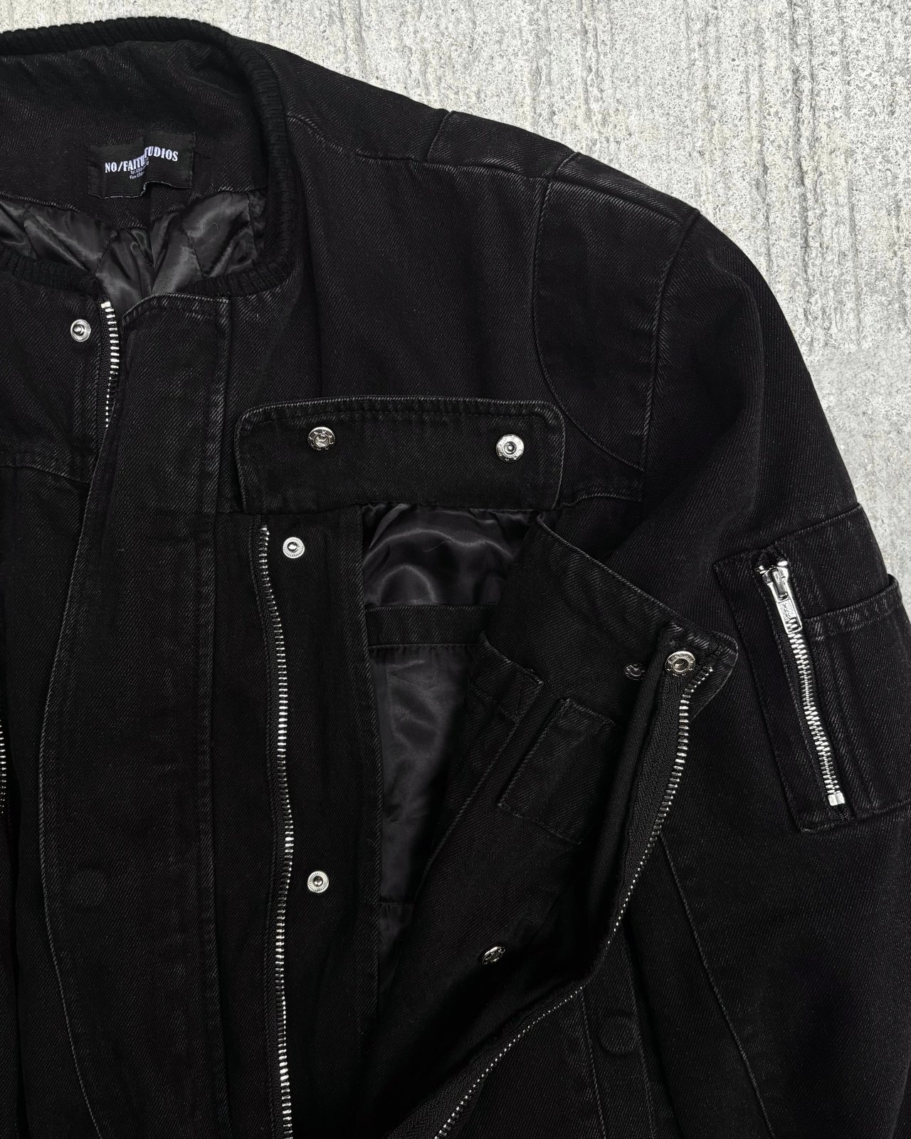 IMPLY — NO/FAITH STUDIOS - Heavy Denim Bomber Jacket (Black)