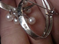Image 2 of RETRO VINTAGE SILVER MIKIMOTO CULTURED PEARL BROOCH