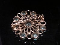 Image 2 of RETRO  VINTAGE 9CT NATURAL BLUE ZIRCON AND CULTURED PEARL BROOCH
