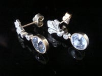 Image 3 of EDWARDIAN  18CT OLD CUT DIAMOND AND SAPPHIRE EARRINGS FOR PIERCED EARS