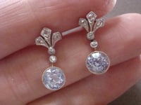 Image 4 of EDWARDIAN  18CT OLD CUT DIAMOND AND SAPPHIRE EARRINGS FOR PIERCED EARS