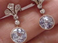 Image 5 of EDWARDIAN  18CT OLD CUT DIAMOND AND SAPPHIRE EARRINGS FOR PIERCED EARS