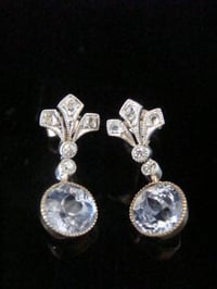 Image 6 of EDWARDIAN  18CT OLD CUT DIAMOND AND SAPPHIRE EARRINGS FOR PIERCED EARS