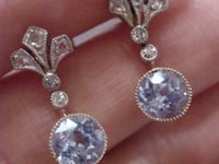 Image 2 of EDWARDIAN  18CT OLD CUT DIAMOND AND SAPPHIRE EARRINGS FOR PIERCED EARS