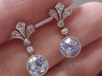 Image 7 of EDWARDIAN  18CT OLD CUT DIAMOND AND SAPPHIRE EARRINGS FOR PIERCED EARS