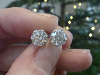 Image 5 of 18CT 2.00CT G COLOUR OLD BRILLIANT CUT DIAMOND STUD EARRINGS FOR PIERCED EARS