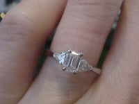 Image 5 of MODERN PLATINUM EMERALD CUT DIAMOND RING 0.50CT +
