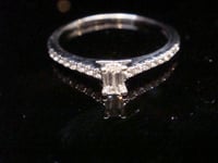 Image 1 of MODERN 9CT WHITE GOLD EMERALD CUT DIAMOND RING 0.30CT