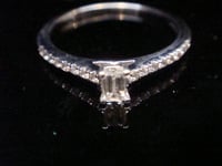 Image 2 of MODERN 9CT WHITE GOLD EMERALD CUT DIAMOND RING 0.30CT