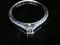Image 3 of MODERN 9CT WHITE GOLD EMERALD CUT DIAMOND RING 0.30CT