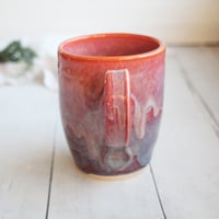 Image 4 of Bright Orange and Blue Purple Handmade Pottery Mug, 14 Ounce, Made in USA