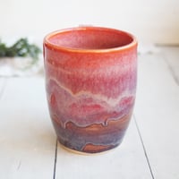 Image 6 of Bright Orange and Blue Purple Handmade Pottery Mug, 14 Ounce, Made in USA