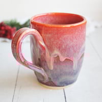 Image 7 of Bright Orange and Blue Purple Handmade Pottery Mug, 14 Ounce, Made in USA