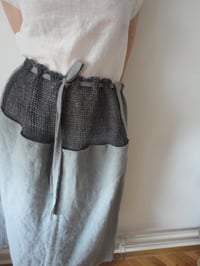 Image 4 of heavy linen SKIRT // with belt and knitted detail