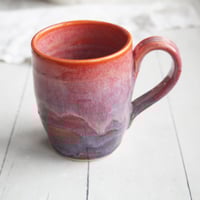 Image 9 of Bright Orange and Blue Purple Handmade Pottery Mug, 14 Ounce, Made in USA