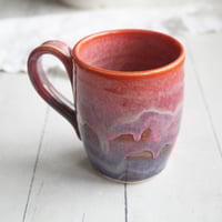 Image 3 of Bright Orange and Blue Purple Handmade Pottery Mug, 14 Ounce, Made in USA