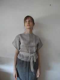 Image 2 of vegan silk (ramie) TOP // short sleeve, boat neck