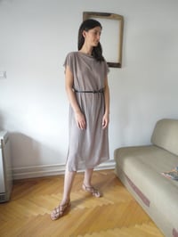 Image 3 of linen jersey DRESS // sleeveless, straight cut, with slit on side