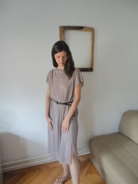 Image 1 of linen jersey DRESS // sleeveless, straight cut, with slit on side