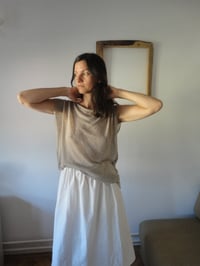 Image 5 of linen jersey TOP // sleeveless, boat neck, raw edges