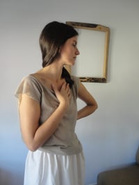 Image 1 of linen jersey TOP // sleeveless, boat neck, raw edges