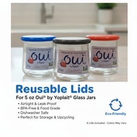 6-Pack Reusable Lids for Oui 5 oz. Yogurt Glass Jars | Storage Upcycling