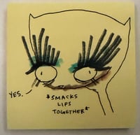 Smacks lips together 