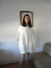 Image 3 of heavy linen tunic DRESS // with short sleeves