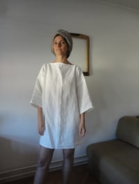 Image 1 of heavy linen tunic DRESS // with short sleeves