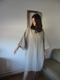 Image 2 of soft linen DRESS // with wide sleeves, boat neck