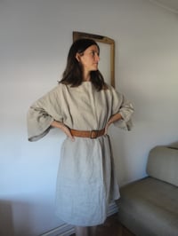Image 4 of soft linen DRESS // with wide sleeves, boat neck